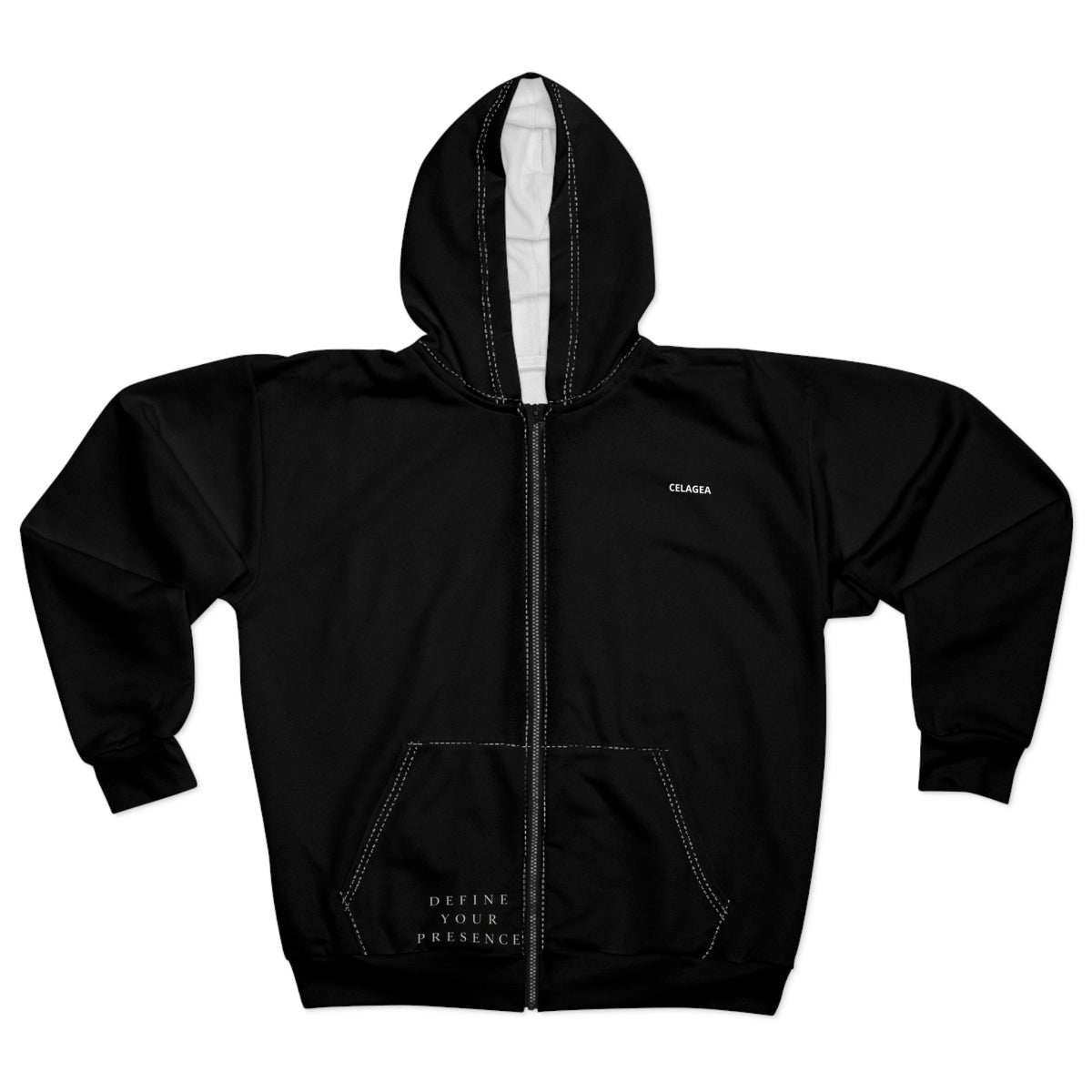 CELAGEA Star Emblem Zip Hoodie – Black